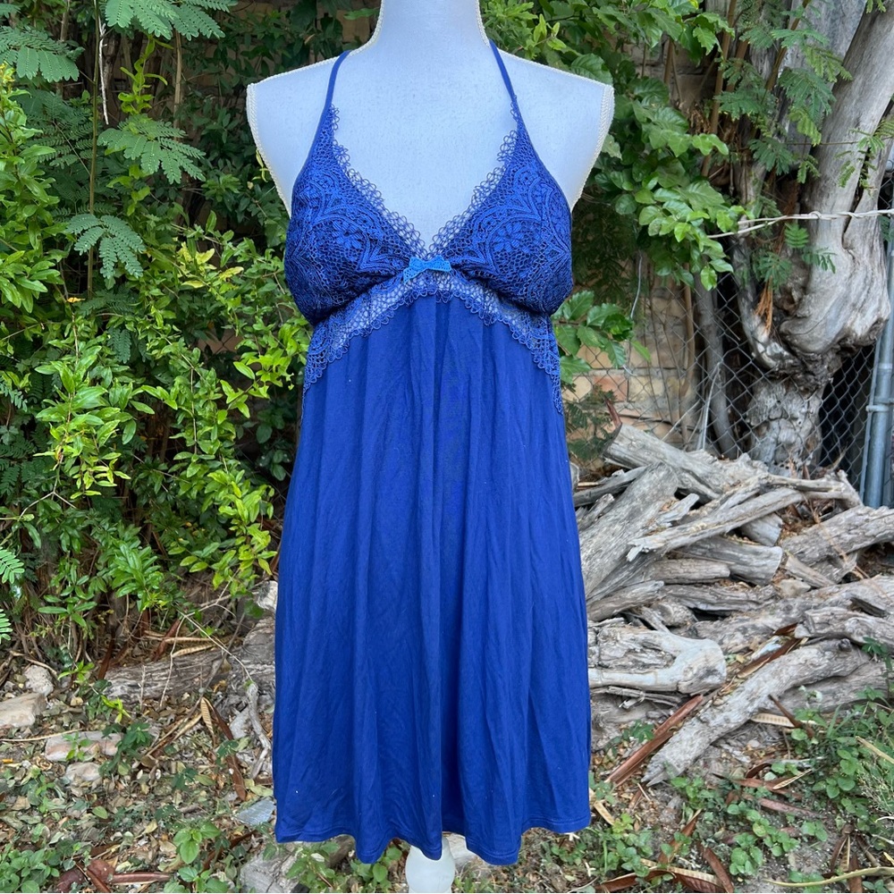 Victoria's Secret Deep Blue Lace Chemise size large